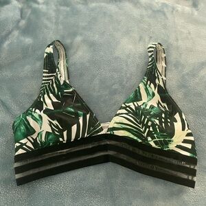 Tropical Leaf Print Bikini Top